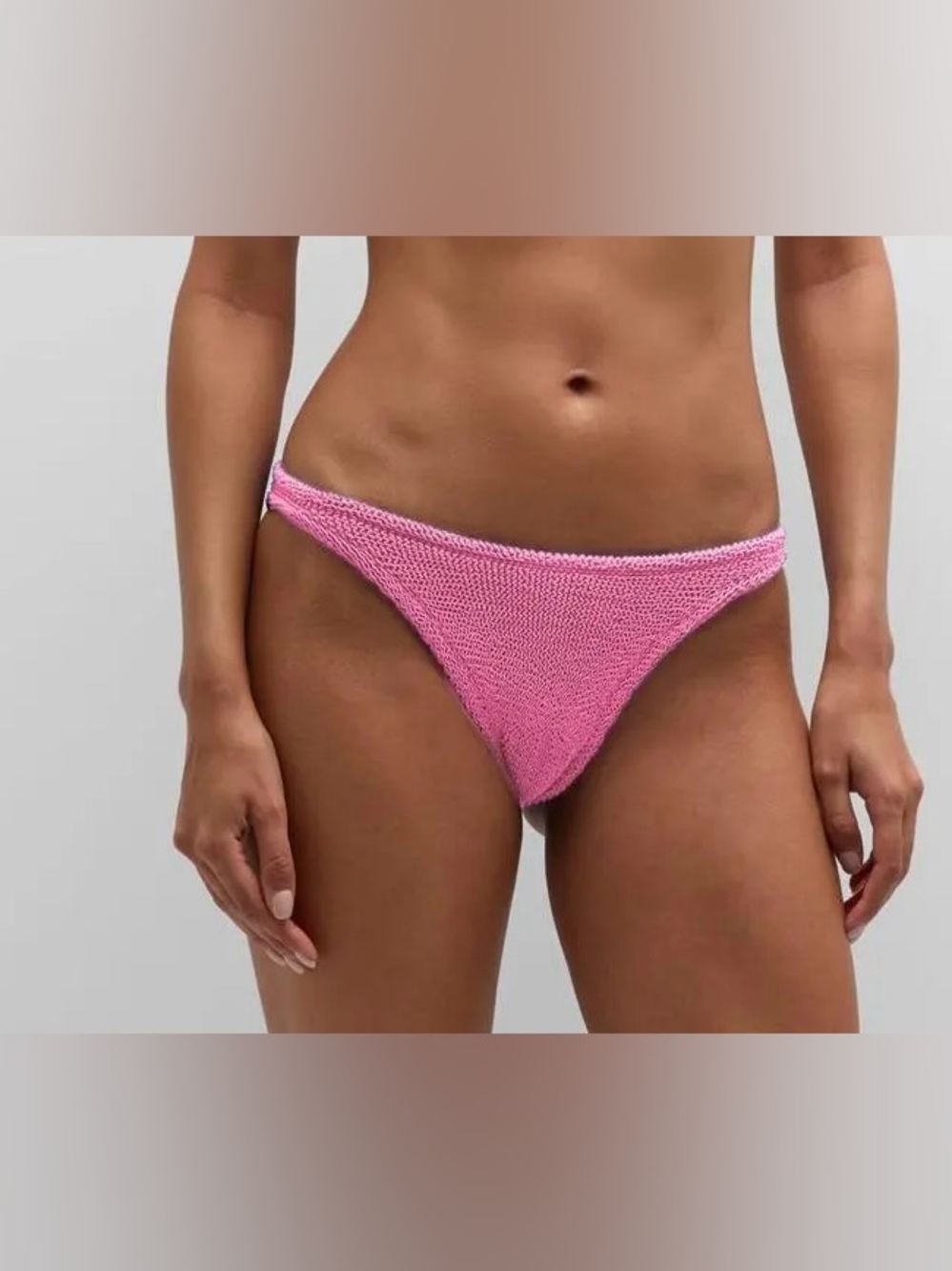 Hunza G Pink Crinkle Cheeky Bikini Bottoms